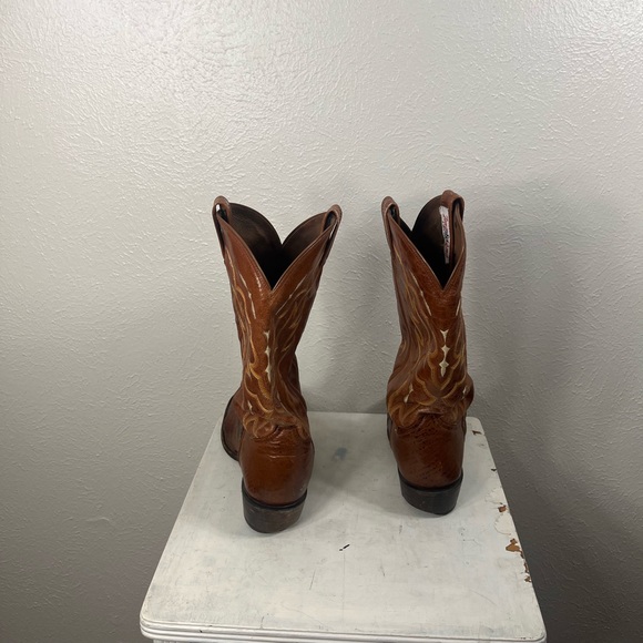 Tony Lama mens exotic collection boots with peanut brittle and ostrich leather - Picture 4 of 7